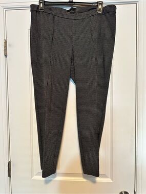 Cynthia Rowley Black and White Micro-Pattern Slim Dress Pants